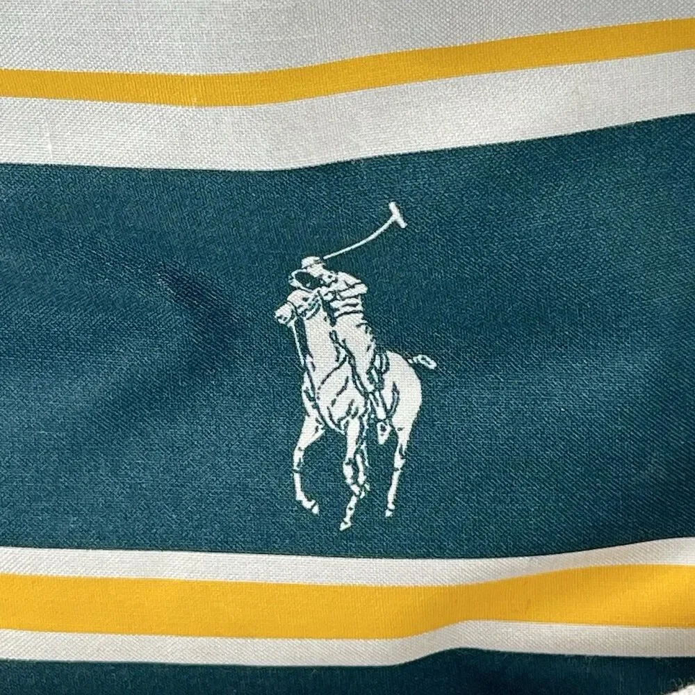 Vintage Polo Ralph Lauren Insulated Cooler Tote Bag Green Yellow Stripe